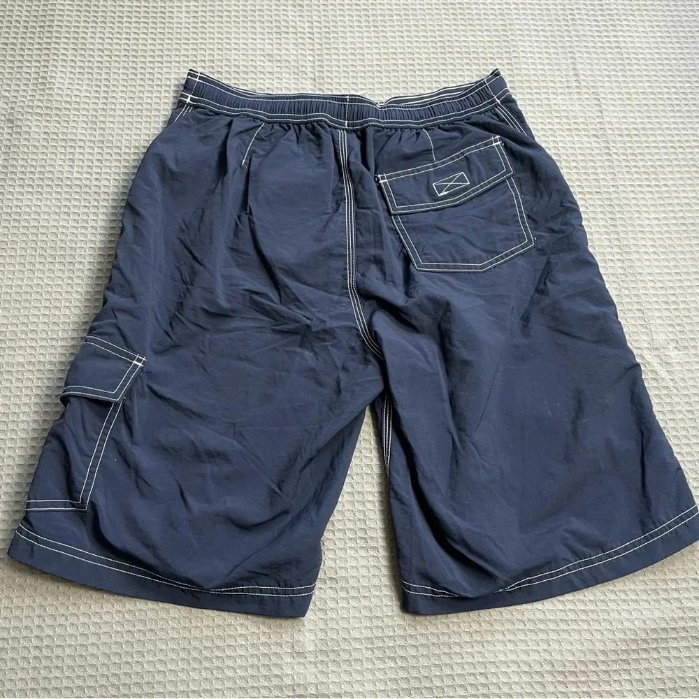 Lands End Swim Trunks Small Men’s Cargo Surf Navy Blue With Mesh Liner